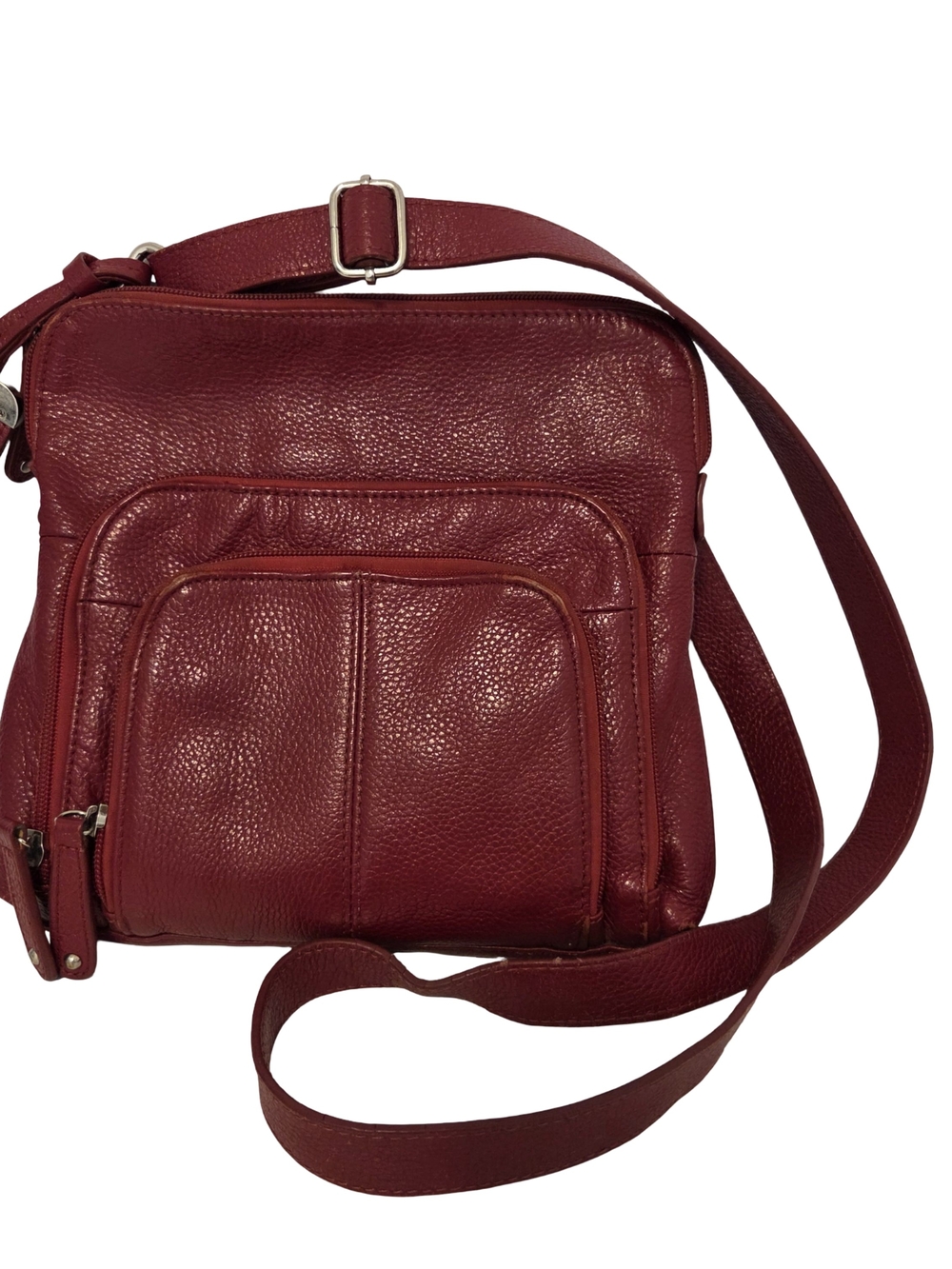Danier Deep Red Pebbled Leather Crossbody Bag